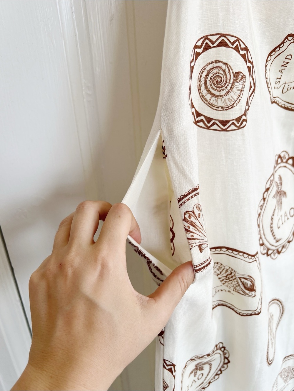 Kivari • Anthropologie Ciao Strapless Maxi Dress white linen print rickrack - Picture 10 of 15
